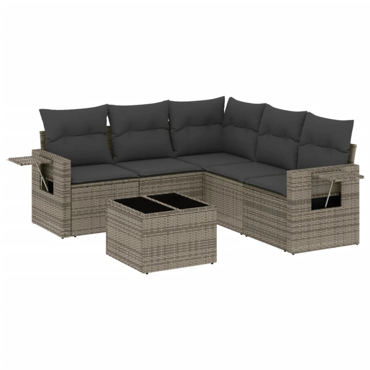 vidaXL 6-Tlg Garten-Sofagarnitur mit Kissen Grau Poly Rattan 3252497 günstig online kaufen