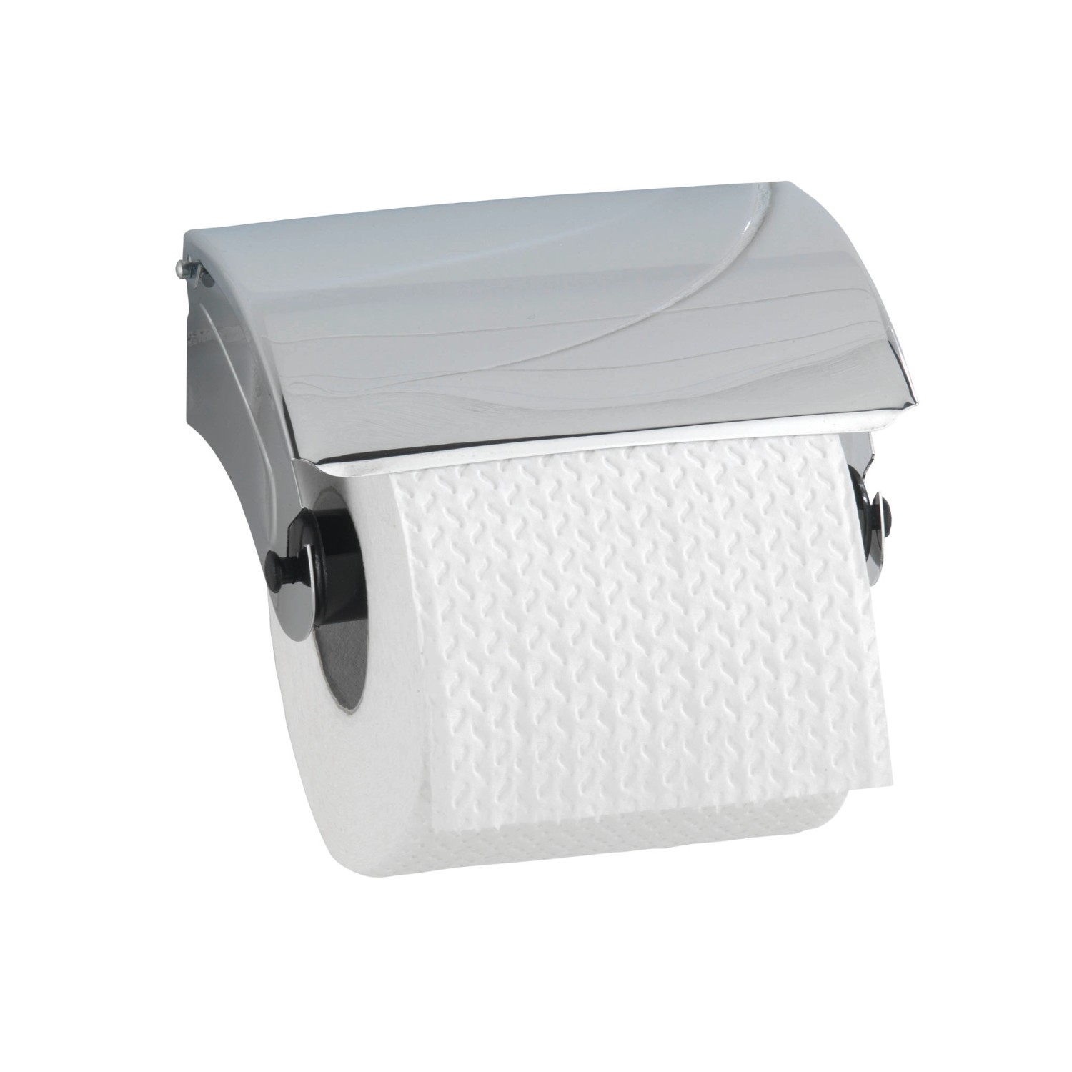 Wenko Toilettenpapierhalter Basic mit Deckel Edelstahl inkl. Befestigung