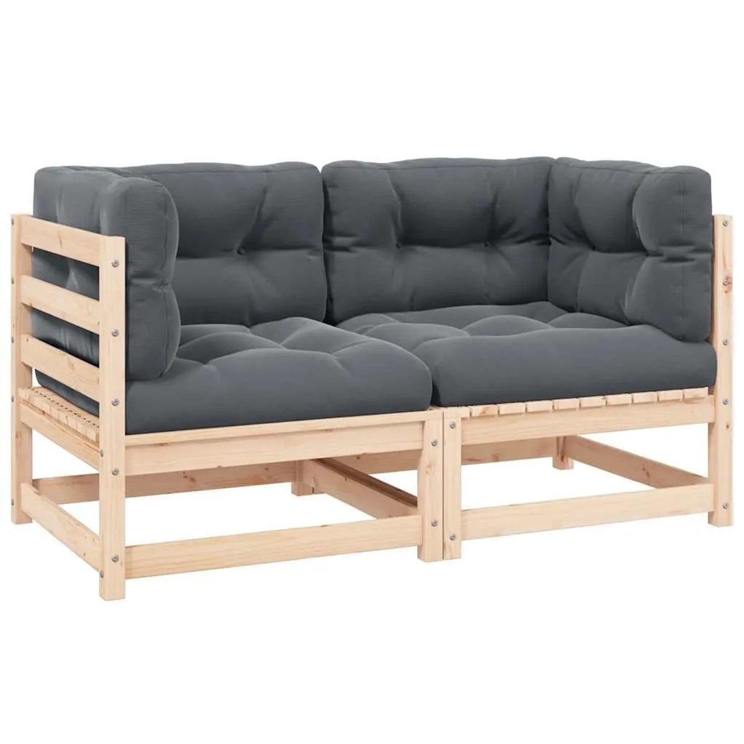 vidaXL Garten-Ecksofas 2 Stk mit Kissen Massivholz Kiefer 807289
