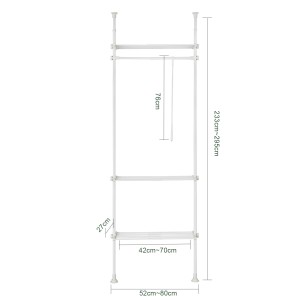 SoBuy Kleiderständer KLS07-W mit Stange und 3 Ablagen, Stahl, weiß.