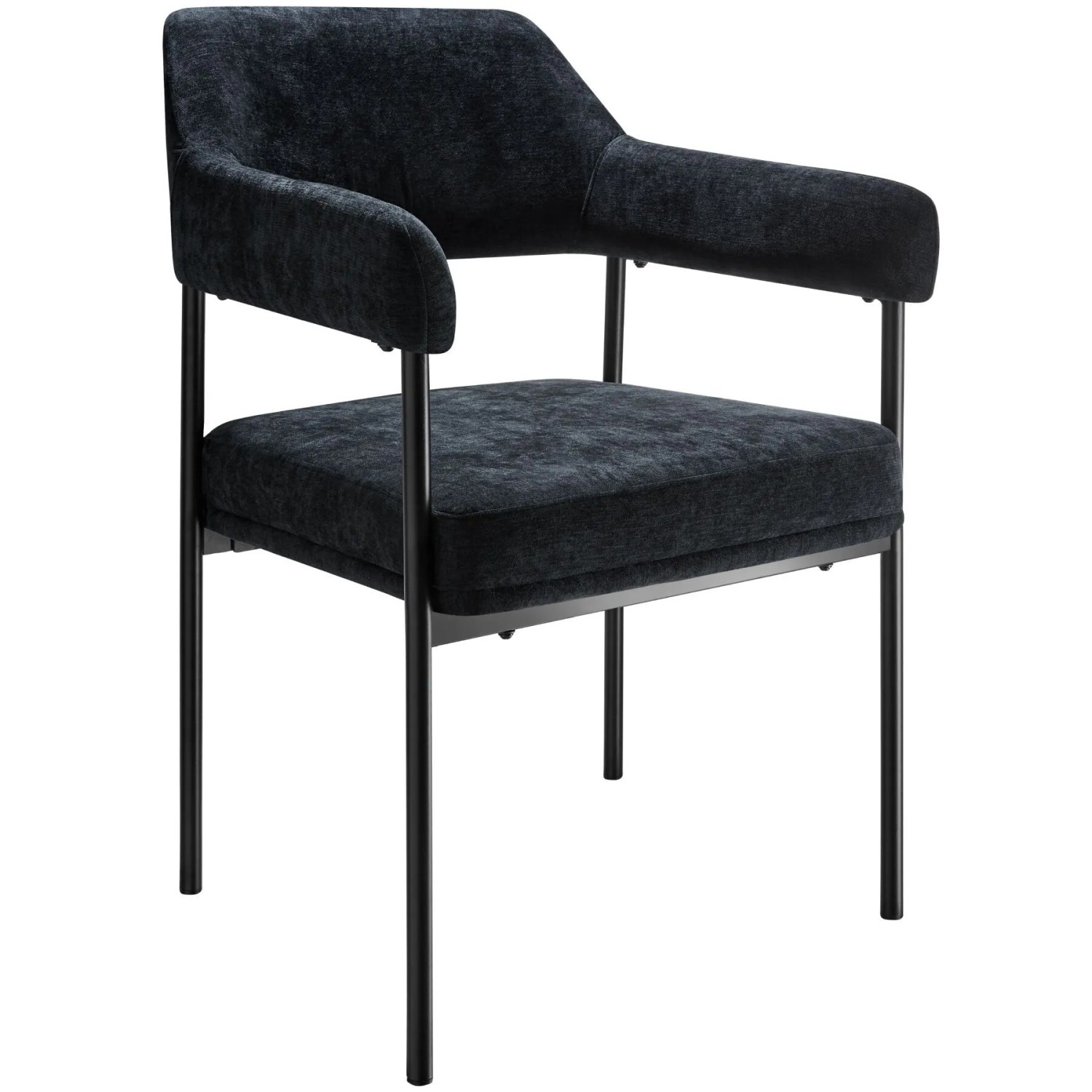 Tectake Armlehnstuhl Doé Gepolstert Durchgehende Lehne  4Er Set 62 x 58 x 85 cm Webstoff Schwarz Schwarz