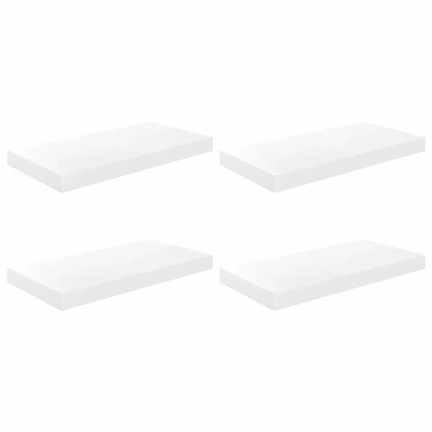 vidaXL Schweberegale 4 Stk Hochglanz-Weiß 50x23x3,8 cm MDF 323747