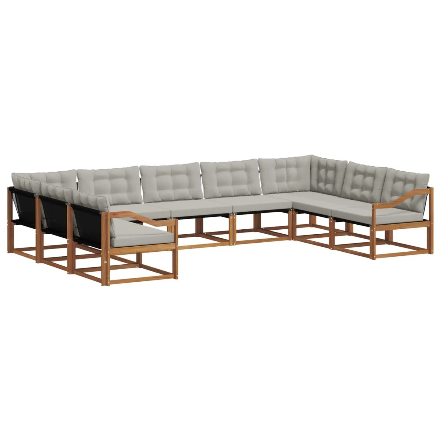 vidaXL Outdoor-Sofagarnitur mit Kissen 9-Tlg Natur und Hellgrau 3369850