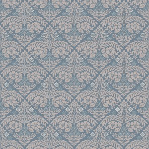 Laura Ashley Vliestapete Margam Newport Blue mit floralem Muster.
