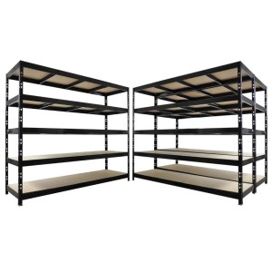 PROREGAL Mega Deal 3x Profi Schwerlastregal Rhino HxBxT 200x240x70cm 5 Spanplatten-Ebenen 8mm Fachlast 450kg Schwarz