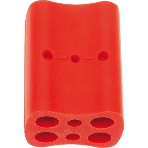 Roter Stubai Farbwechsler für Astfüller, 55x40mm, formt Restmaterial zu neuen Sticks. Mit Löchern für Füllmaterial.