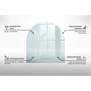 Tulup Glasplatte für Kamin Transparente Glasplatte für Kaminöfen Halbkreis 100x100 cm Transparente Funkenschutzplatte Transparente Kamin Glasplatte