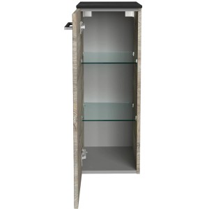 Fackelmann Bad-Hängeschrank OXFORD, Eiche Natur, 30cm breit, mit zwei Glasböden.