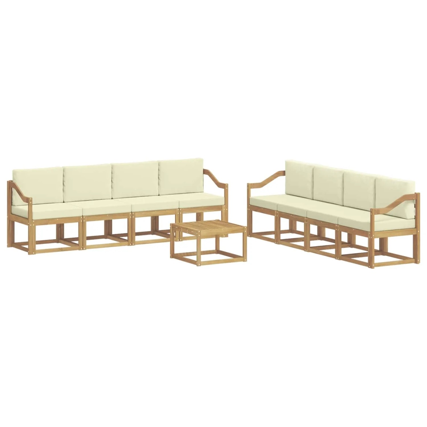 vidaXL Outdoor-Sofagarnitur mit Kissen 9-Tlg Weiß und Creme 3387434