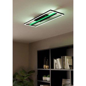 Smarte Eglo LED-Deckenleuchte Calagrano-Z, schwarz-weiß, mit RGB-Farbwechsel für stimmungsvolle Beleuchtung.