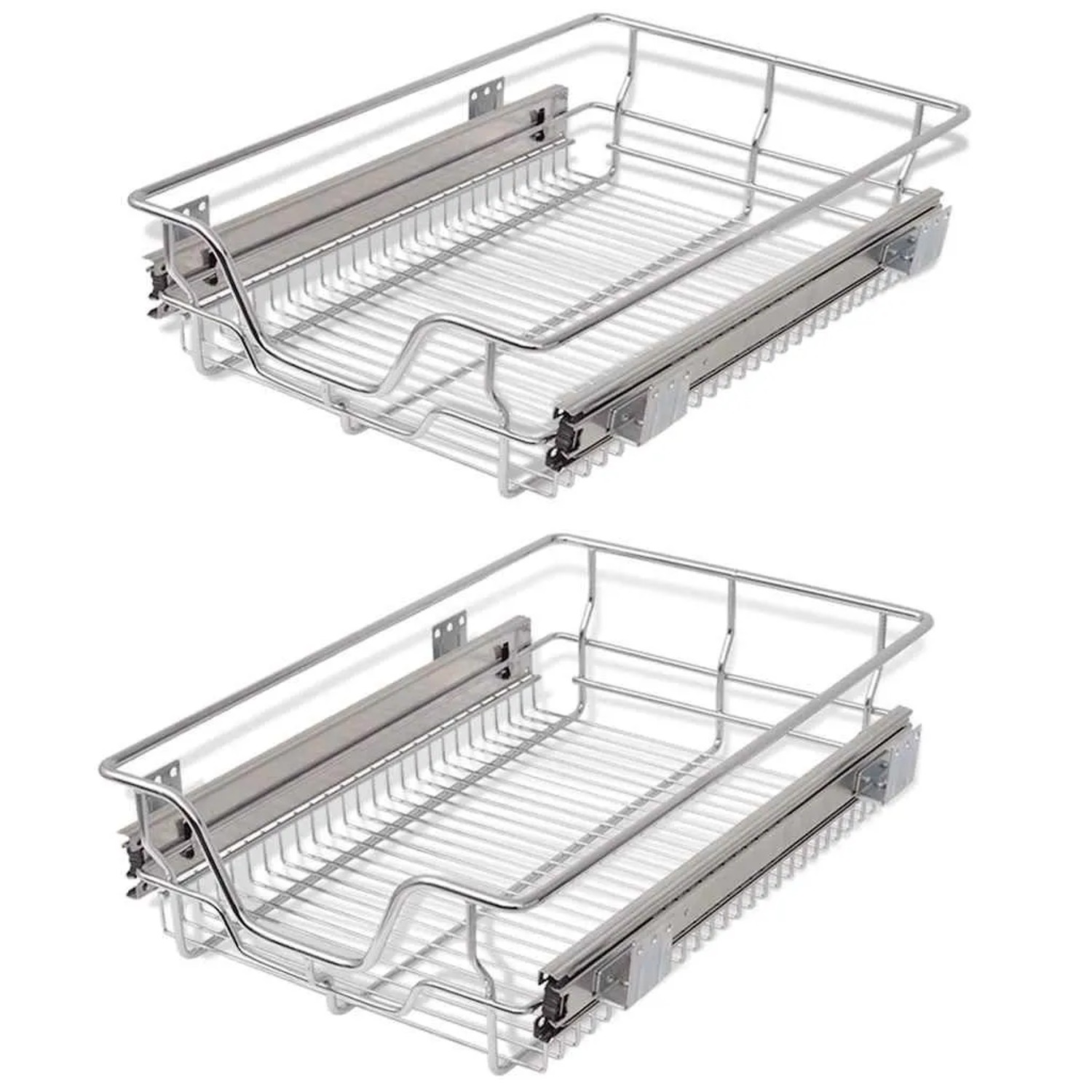 vidaXL Einbauschublade Korbauszug 2 Stk Silbern 400 mm 50479