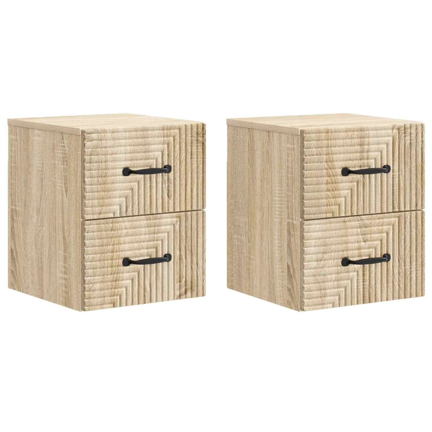 vidaXL Wandmontierter Nachttisch 2 Stk Sonoma-Eiche 34,5 x 33 x 40 cm 898640