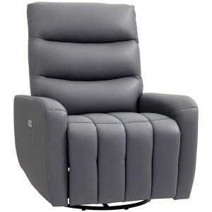 Grauer HOMCOM Relaxsessel aus Kunstleder mit Drehfunktion und komfortabler Polsterung.