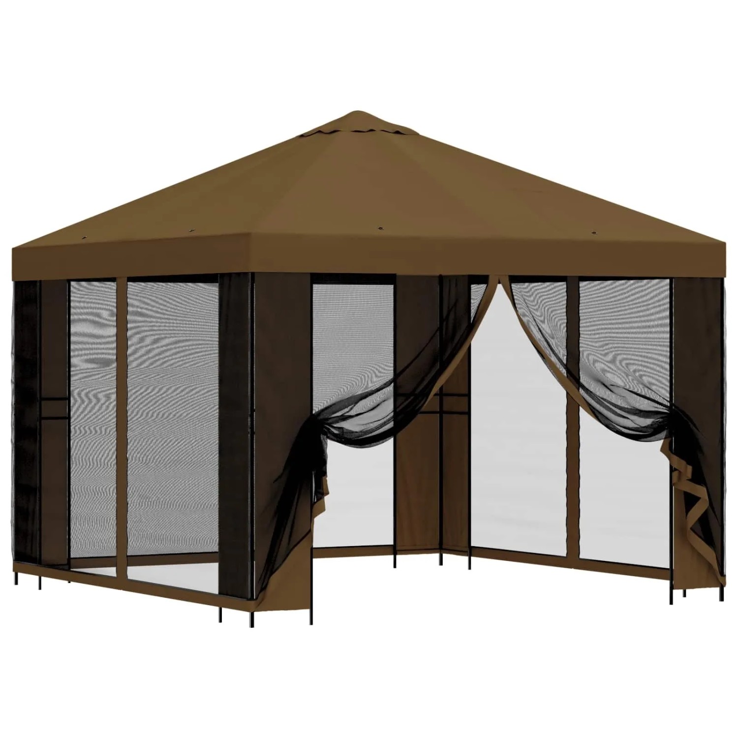 vidaXL Garten Pavillon mit Seitenwänden 3 x 3 m Taupe 900366