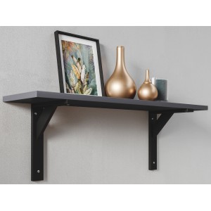 Schwarze Holzkonsole (19,5x16,5 cm) zur Wandmontage von Regalböden.