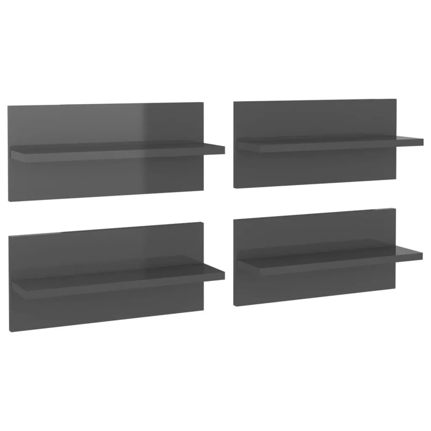 vidaXL Wandregale 4 Stk Hochglanz-Grau 40x11,5x18 cm 807314