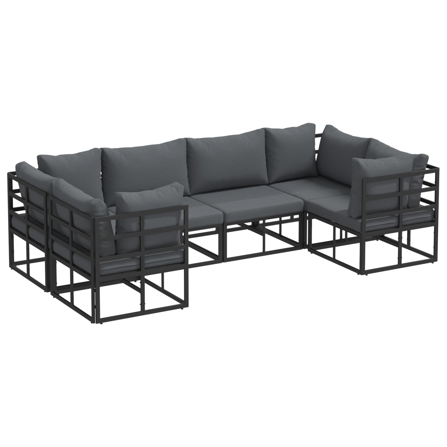 vidaXL Garten-Sofa-Set 6-Tlg Schwarz Aluminium 3378944 günstig online kaufen