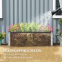 Outsunny Gartenbeet Stahl kohlegrau mit Blumen wird bewässert. Offener Boden für Drainage.