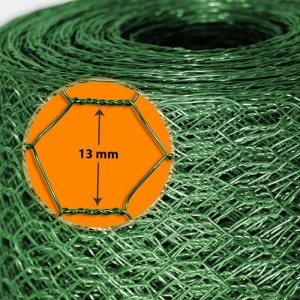 Grüner Karat Drahtzaun, 13 mm Maschenweite, auf Rolle. Ideal für Garten, Kleintiere und als Schutz.