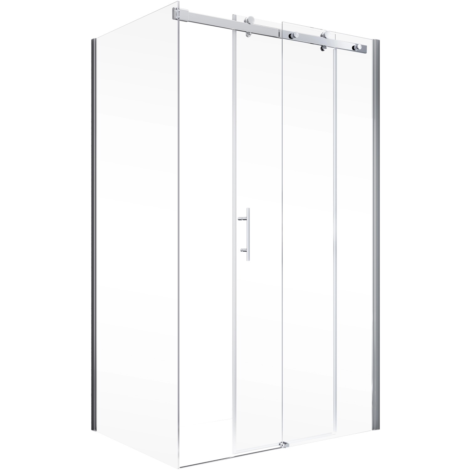 Schulte Eckdusche mit Gleittür und Seitenwand Alexa Style 2.0, 120x80x200 cm, Echtglas klar hell.