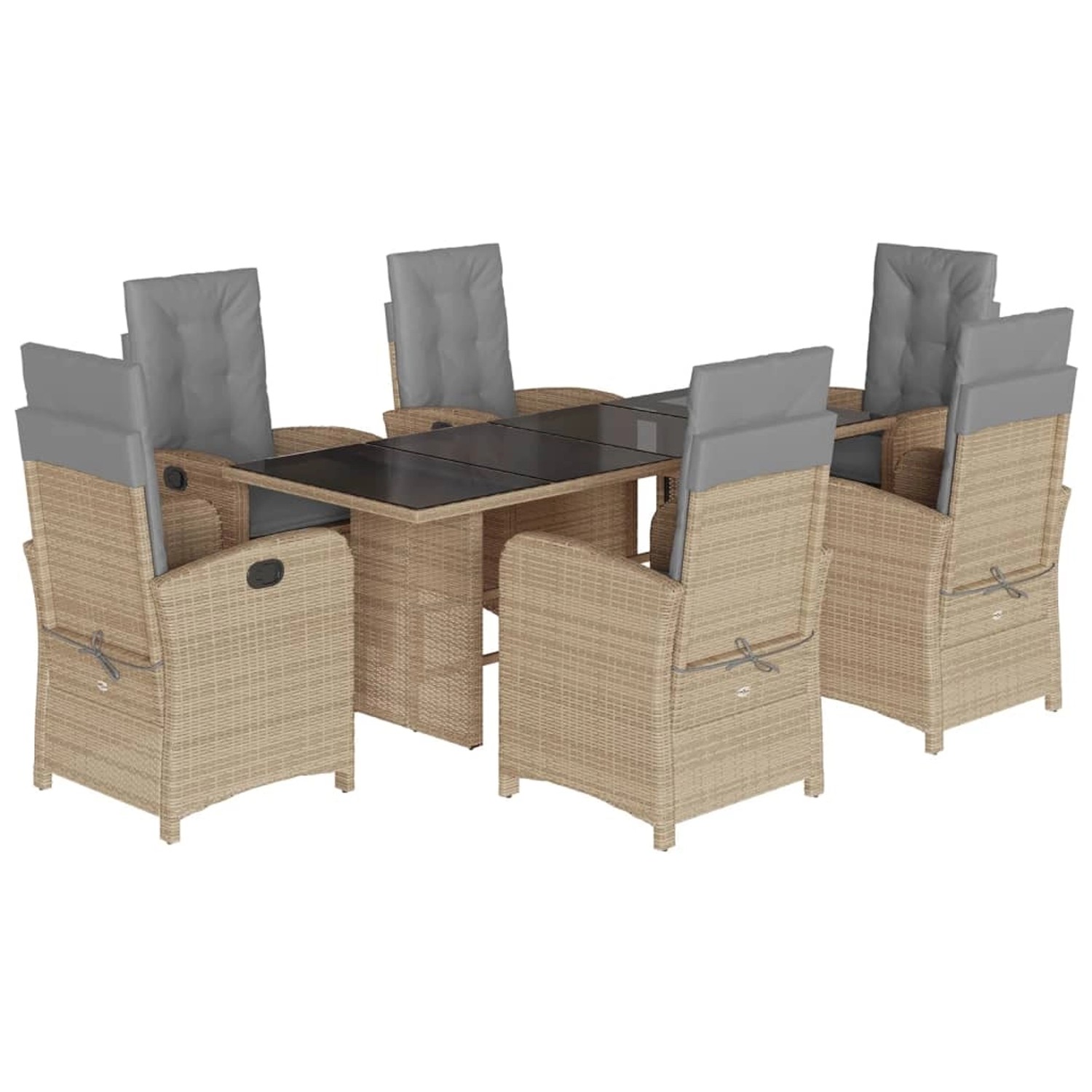 vidaXL 7-Tlg Garten-Essgruppe mit Kissen Beigemischung Poly Rattan 3212263 günstig online kaufen