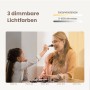 Emke Badspiegel mit LED und Dimmfunktion zeigt verschiedene Lichtfarben und Helligkeit.