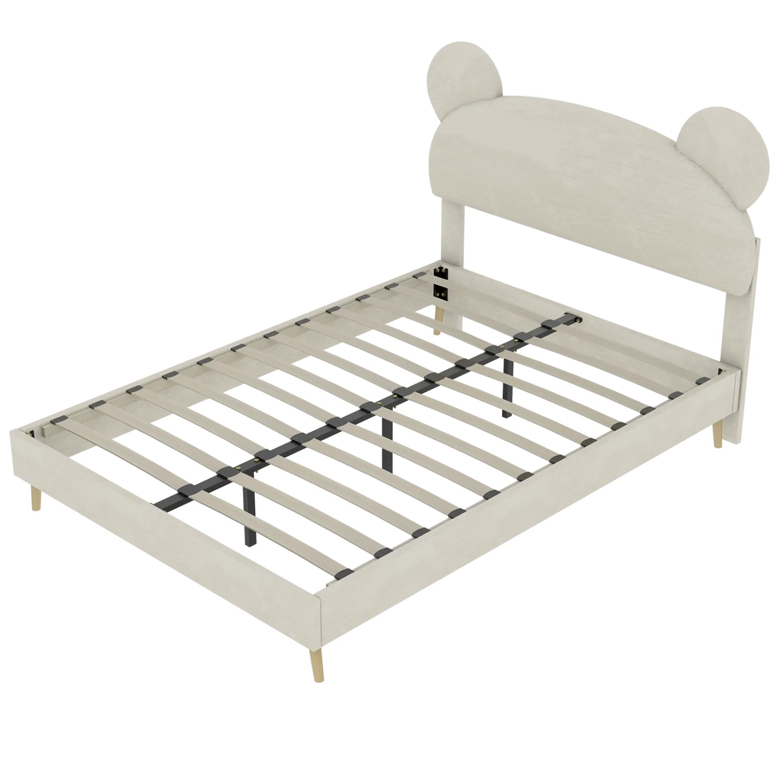 okwish Polsterbett 140x200cm mit Cartoon Kopfteil Schlafzimmer Beige ohne Matratze