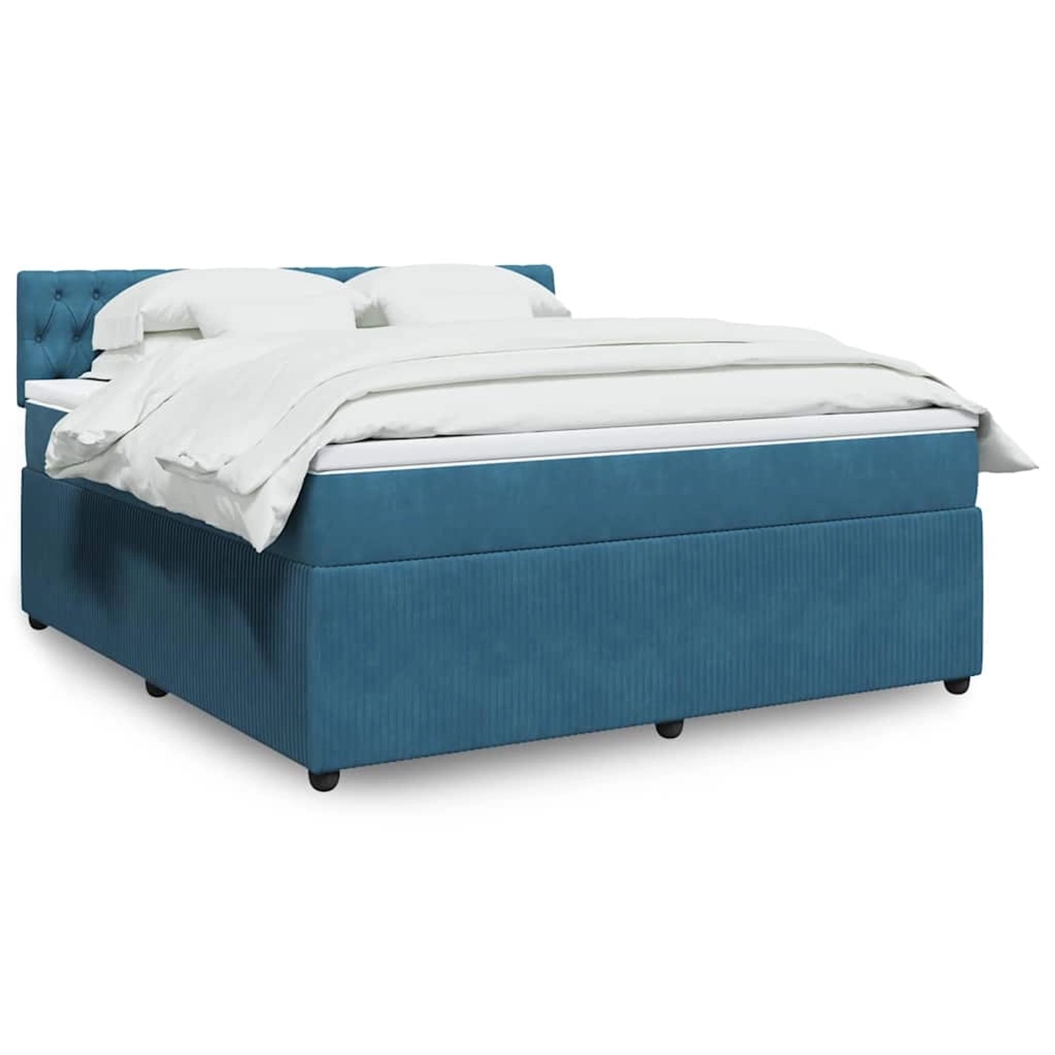 vidaXL Boxspringbett mit Matratze Blau 180x200 cm Samt 3290116 günstig online kaufen
