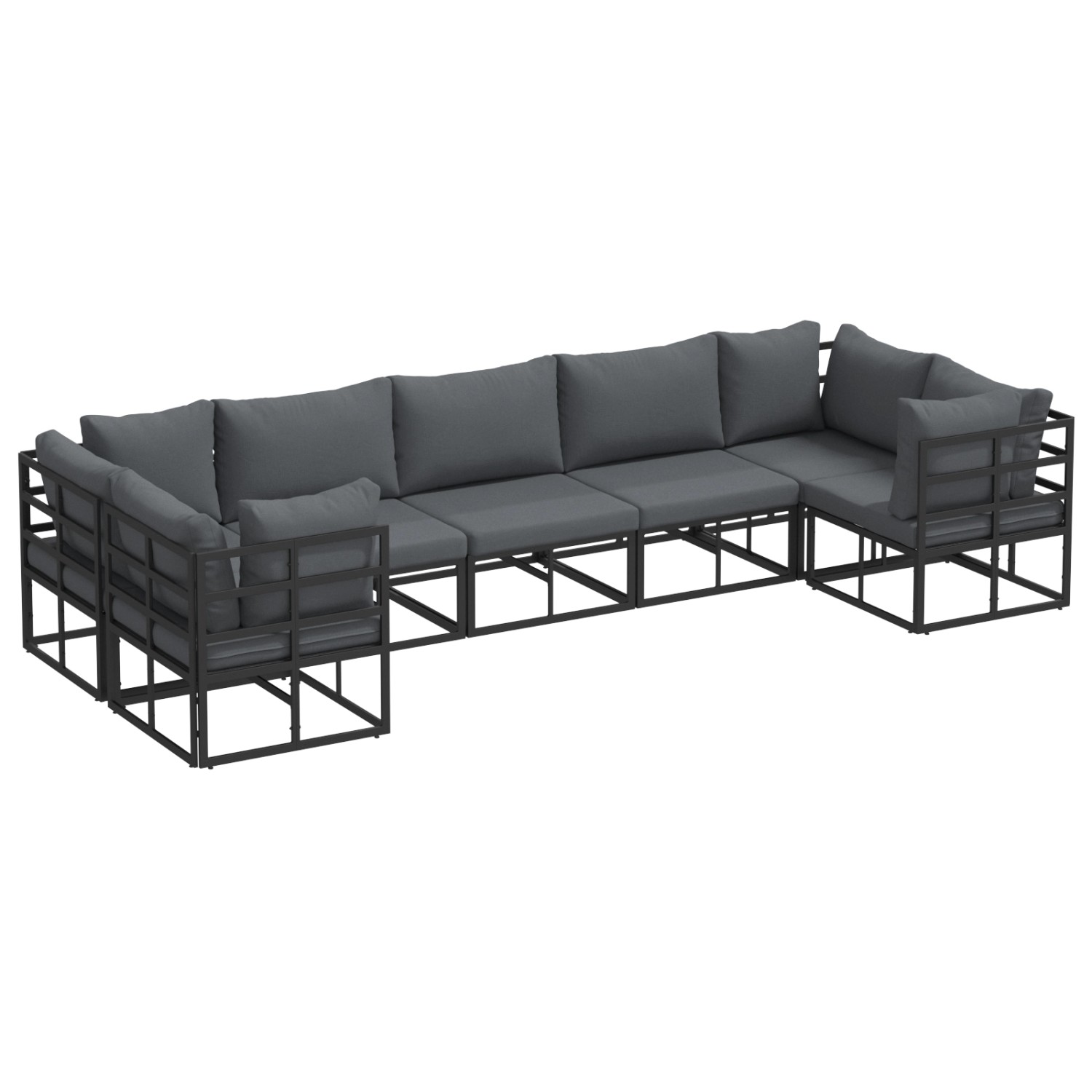 vidaXL Garten-Sofa-Set 7-Tlg Schwarz Aluminium 3378946 günstig online kaufen