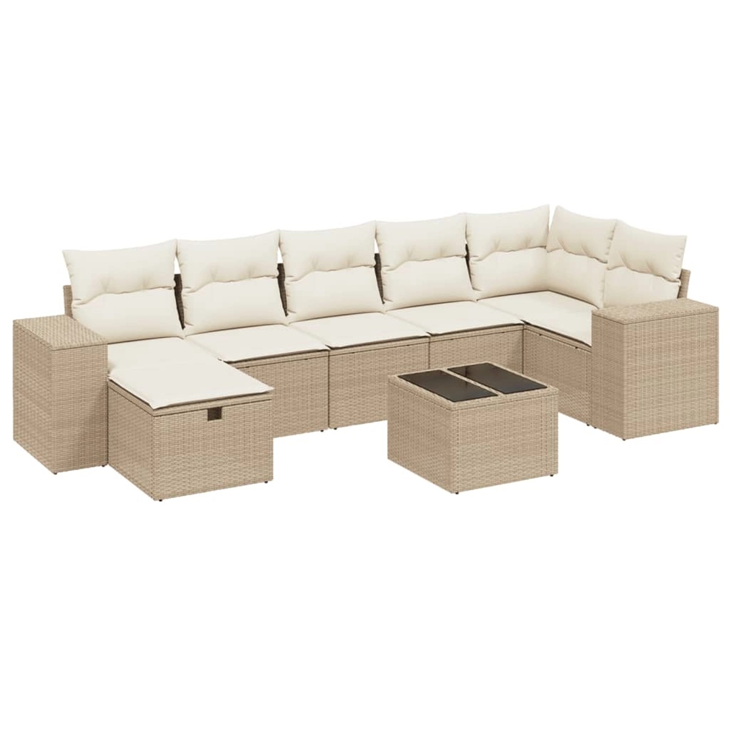 vidaXL 8-Tlg Garten-Sofagarnitur mit Kissen Beige Poly Rattan 3264464 günstig online kaufen