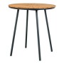 Runder ebuy24 Cafetisch Cleveland, Ø70cm, Teakholzplatte, schwarzes Gestell, für Garten und Balkon.