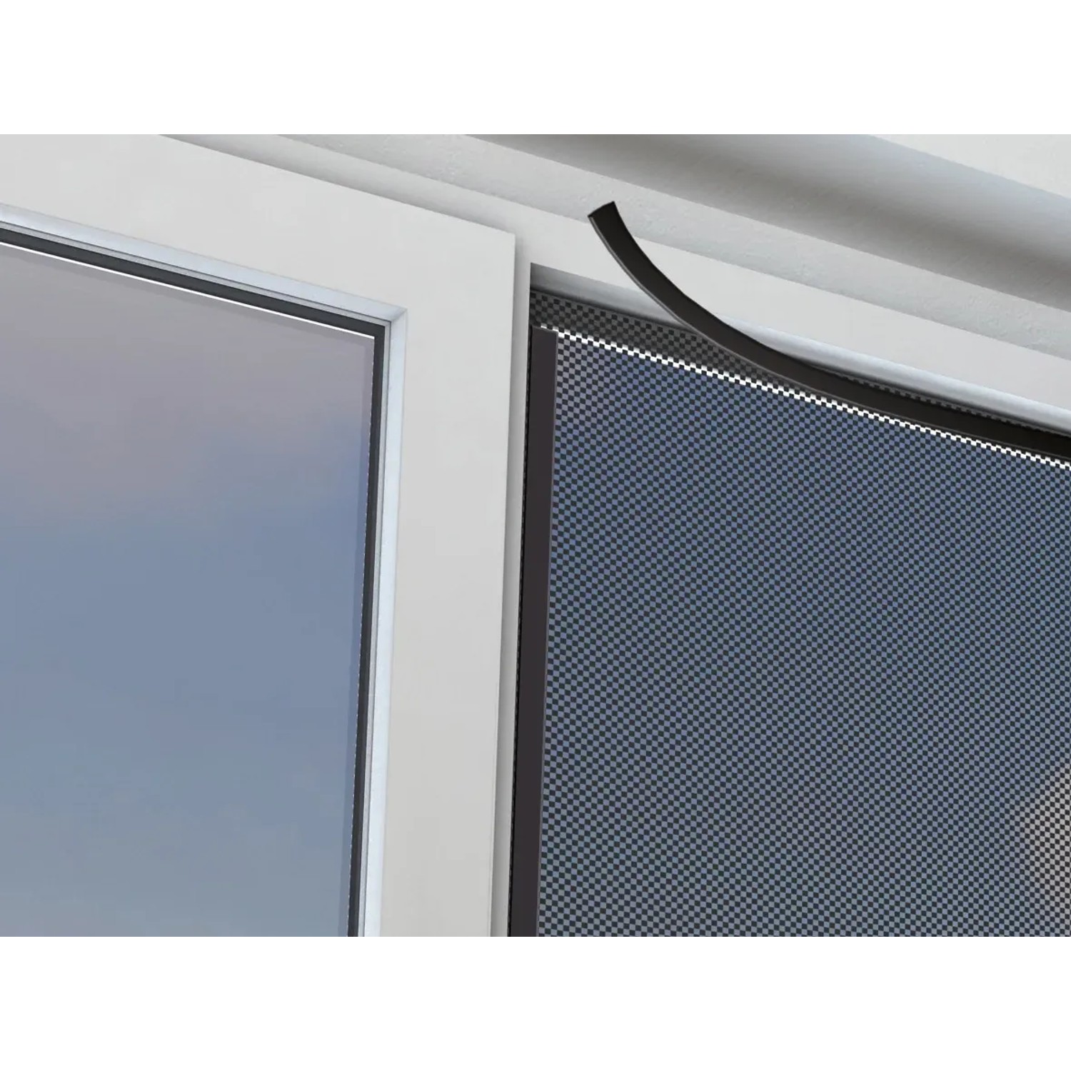 Weißes Doppelklettband (5 m, 2 Stk.) zur Befestigung von Insektenschutzrahmen am Fenster.