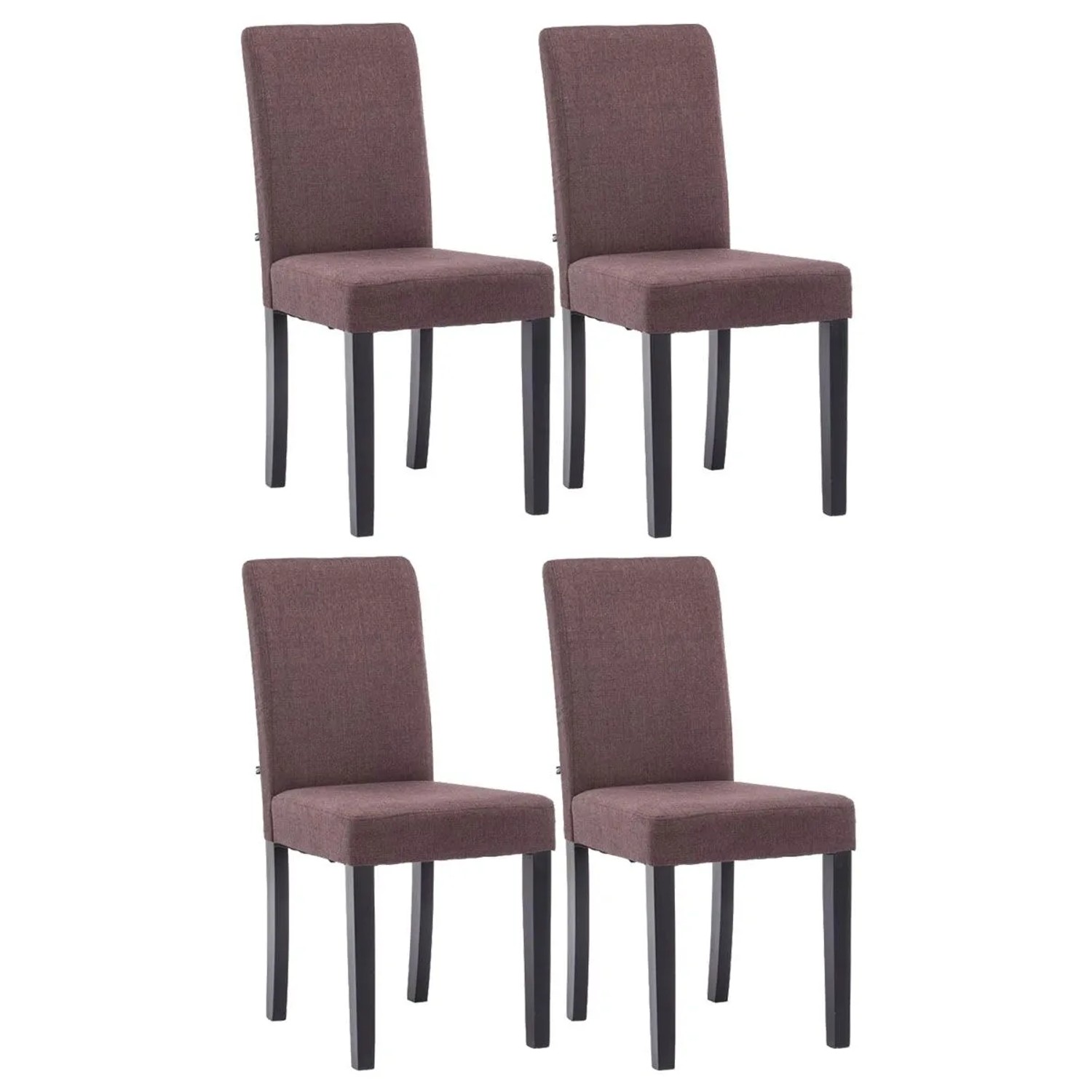 DELUKE 4er Set Esszimmerstuhl DALAN Stoff Braun 41x47x91cm Schwarz Essstühle Esszimmerstühle Küchenstühle Wohnzimmerstühle