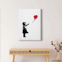 Modernes Wandbild: Mädchen mit rotem Herzluftballon im Industrial Style. Leinwandbild für Büro und Jugendzimmer.