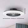 Schwarze LED-Deckenleuchte Salerno mit Ventilator, Ø 48,5 cm, für Licht und Luftzirkulation.