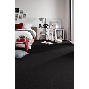 Schwarzer RugsX Teppichboden VG4240 (150x350cm) im Schlafzimmer.