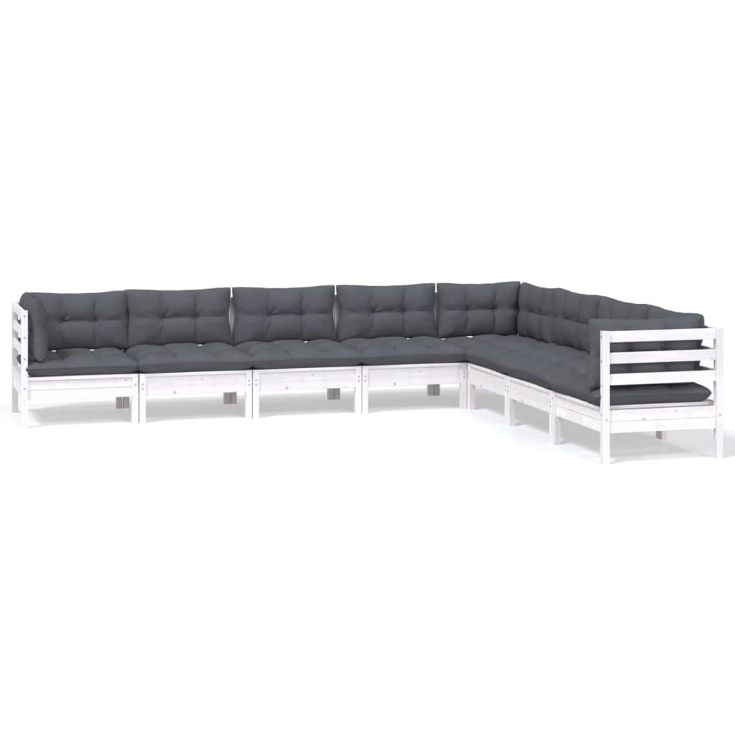 vidaXL 8-tlg Garten-Lounge-Set mit Kissen Weiß Kiefer Massivholz Modell 24 günstig online kaufen