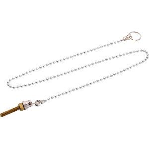Verchromte Kugelkette (50 cm) mit Gewindeschraube zur Befestigung von Ventilstopfen.