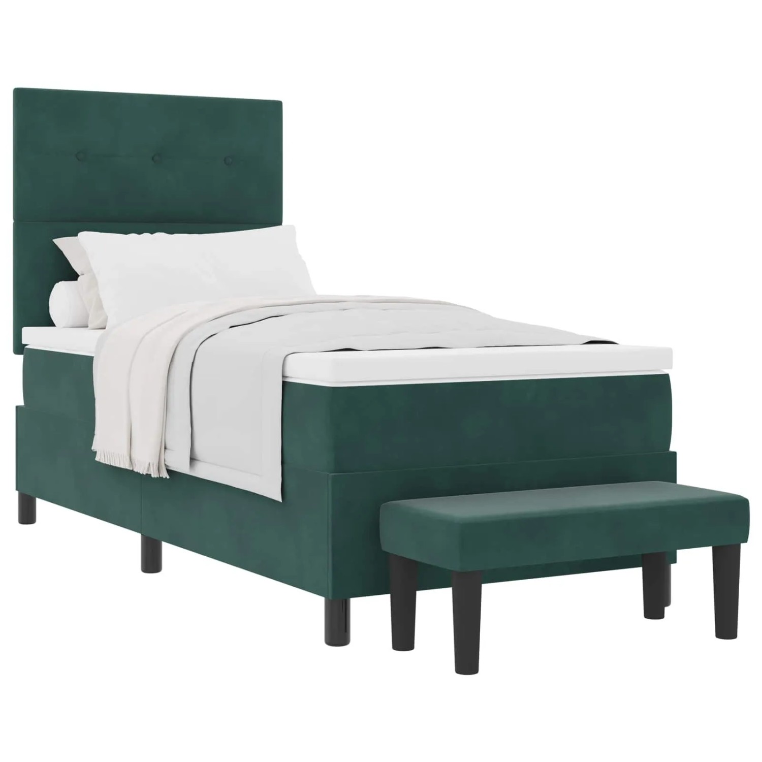 vidaXL Boxspringbett mit Matratze Dunkelgrün 80 x 200 cm Samt 3344477
