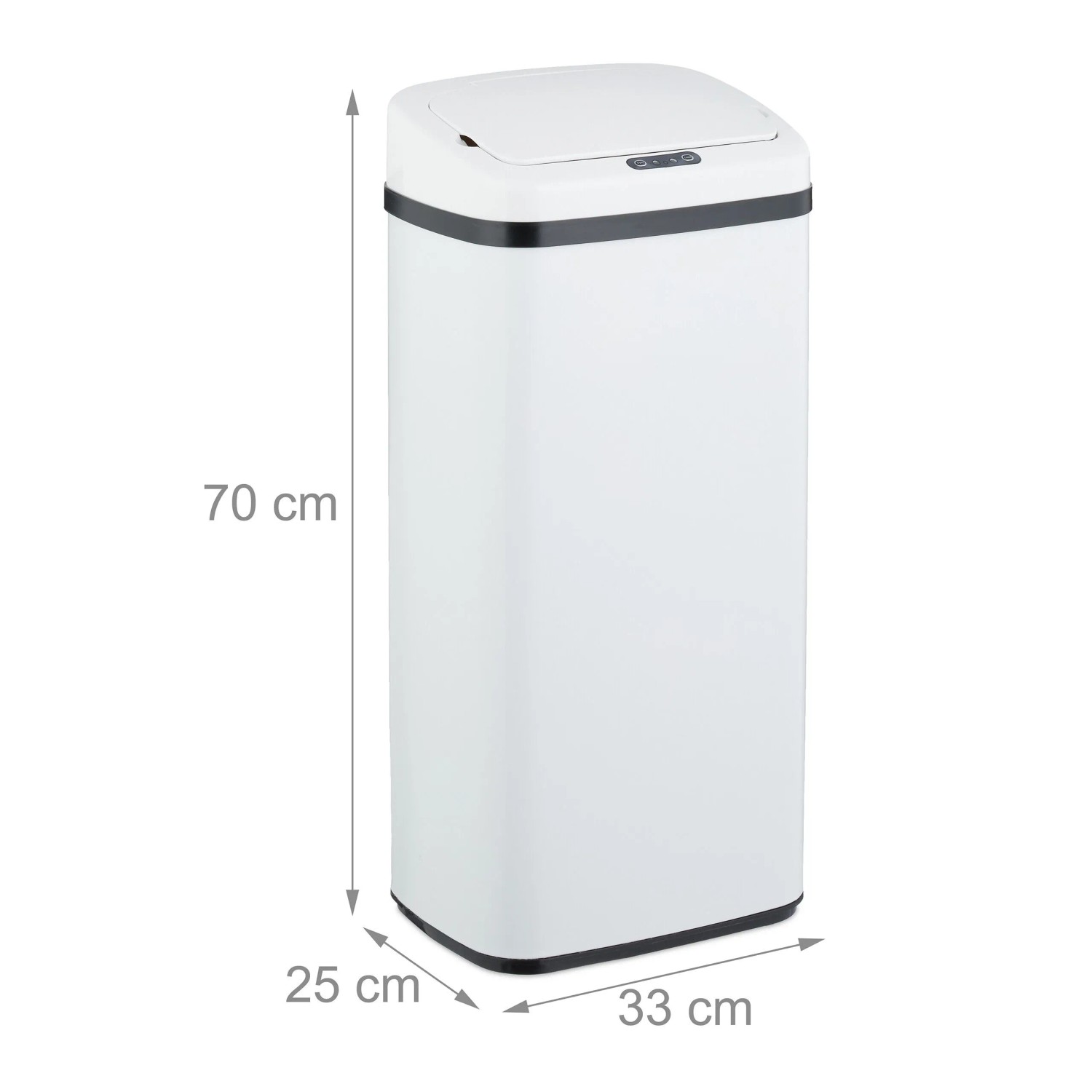 Weißer Relaxdays Mülleimer mit Sensor, 40L, aus Stahl. Automatischer Abfalleimer für Küche.