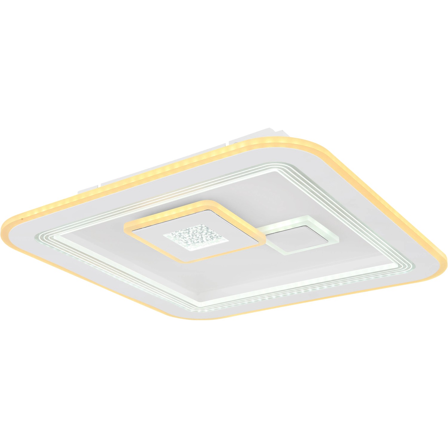 Moderne, dimmbare LED-Deckenleuchte Valeria, weiß, mit Fernbedienung zur Farbanpassung.