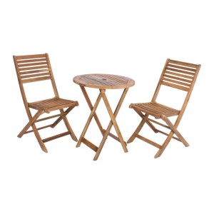 DELUKE Balkonmöbel-Set AMELIA Akazie Braun Teak-Optik Balkon-Set Gartenmöbel-Set Sitzgruppe Balkonstuhl Balkontisch