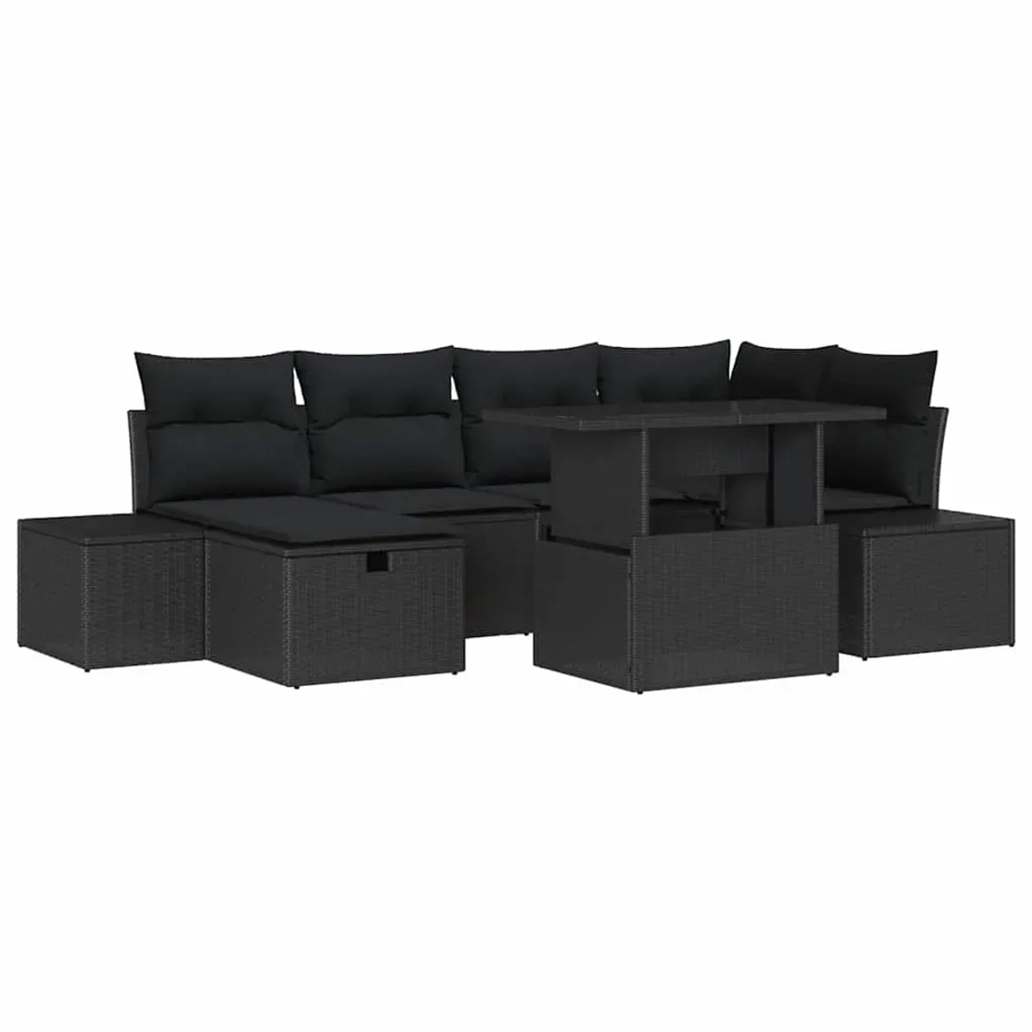 Thumbnail - vidaXL Garten-Sofa-Set mit Kissen 7-Tlg Schwarz Poly Rattan 3359880