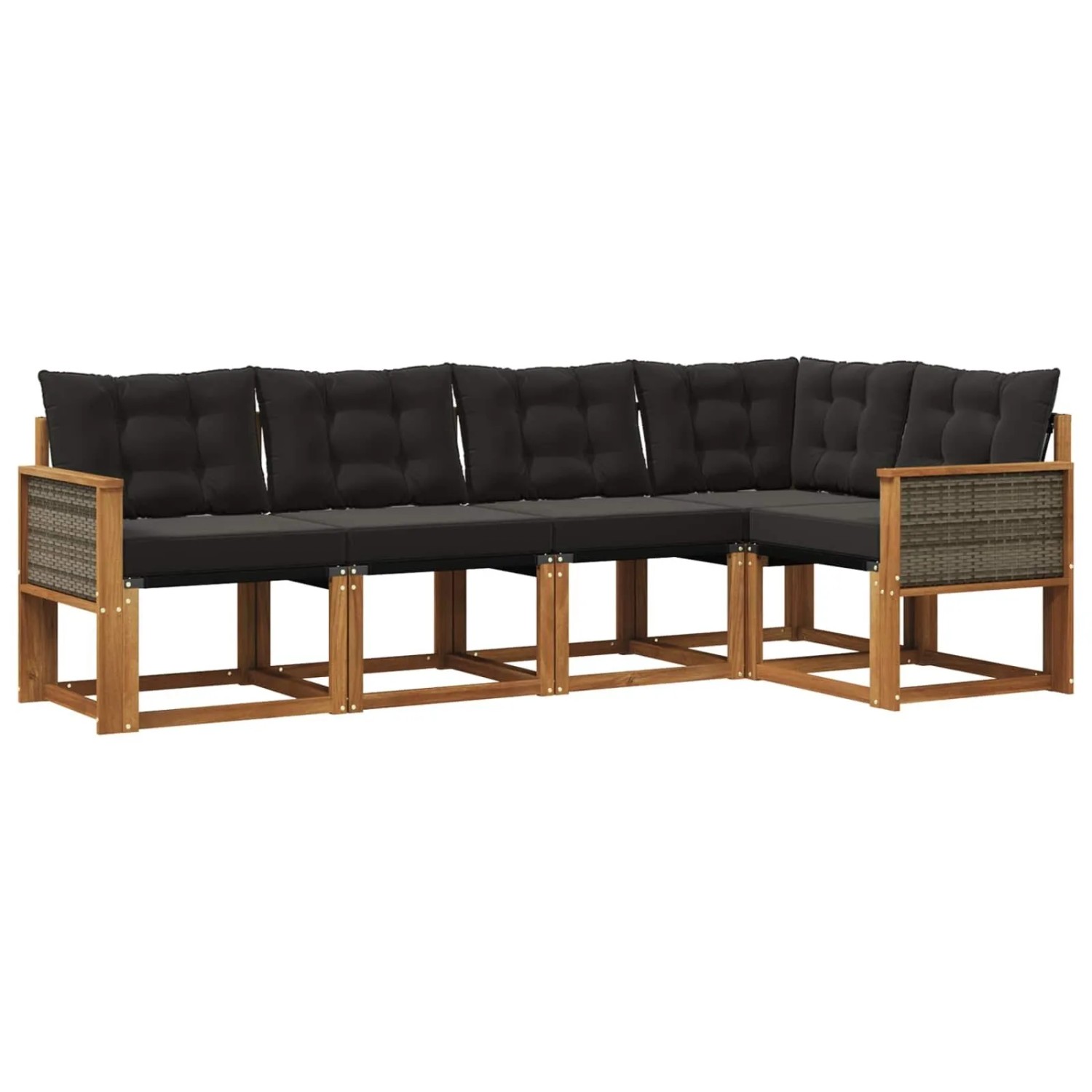 vidaXL Outdoor-Sofagarnitur mit Kissen 5 Stk Natur und Schwarz 3381948