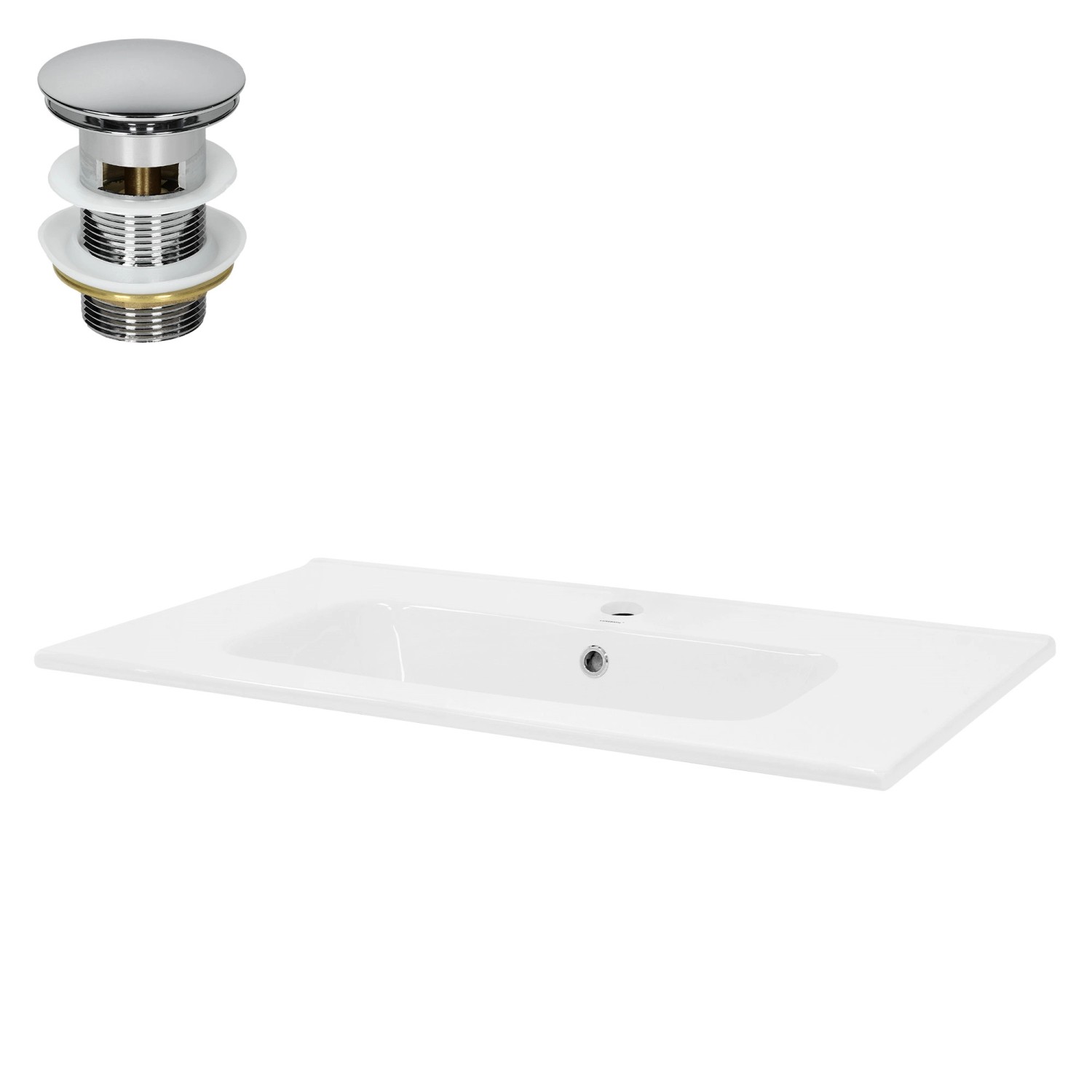 LuxeBath Waschbecken aus Keramik Weiß 81x16,5x46 cm mit Ablaufgarnitur günstig online kaufen