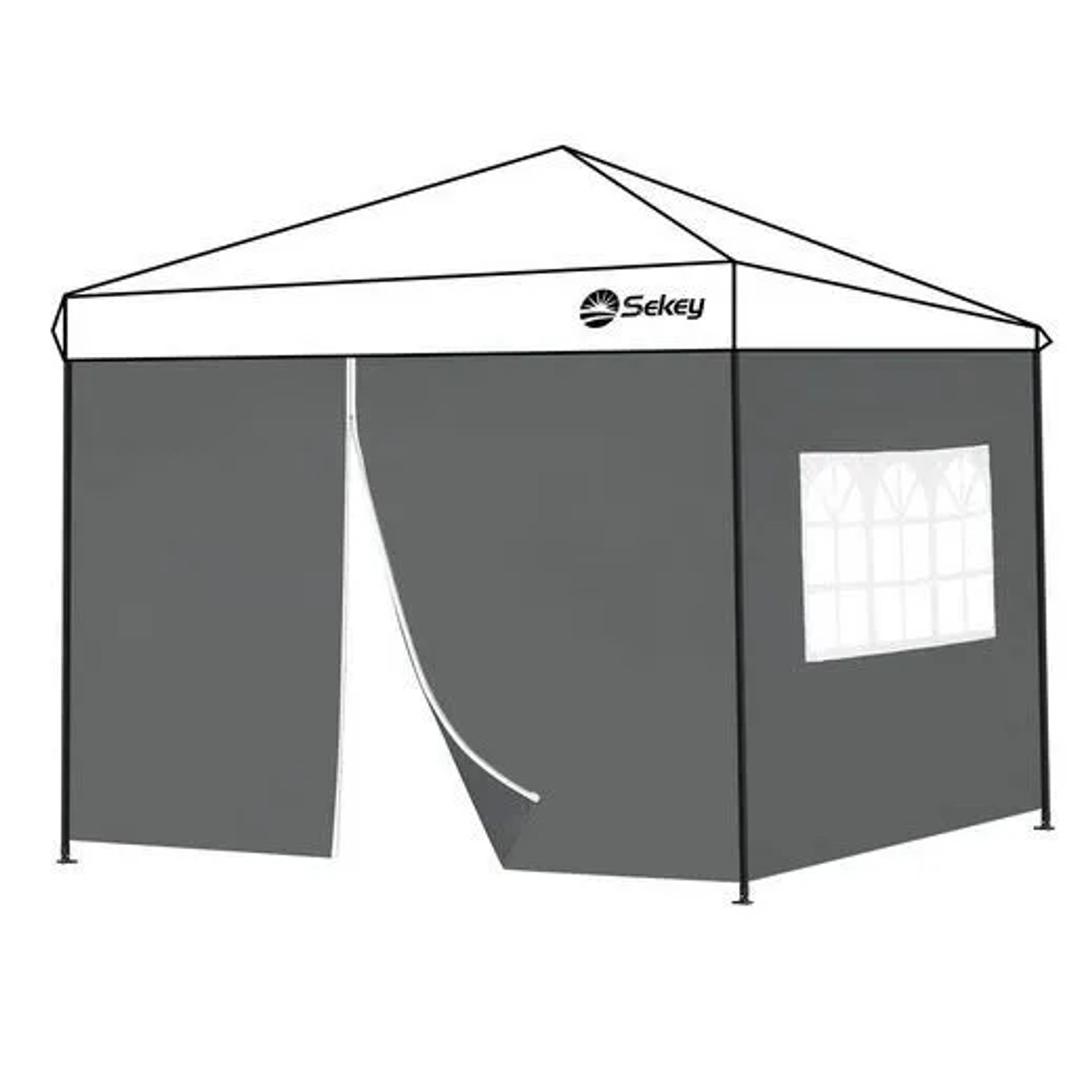Sekey Pavillonseitenteile 2er Set mit Reißverschluss und Fenster Für 3x3 m Faltpavillon
