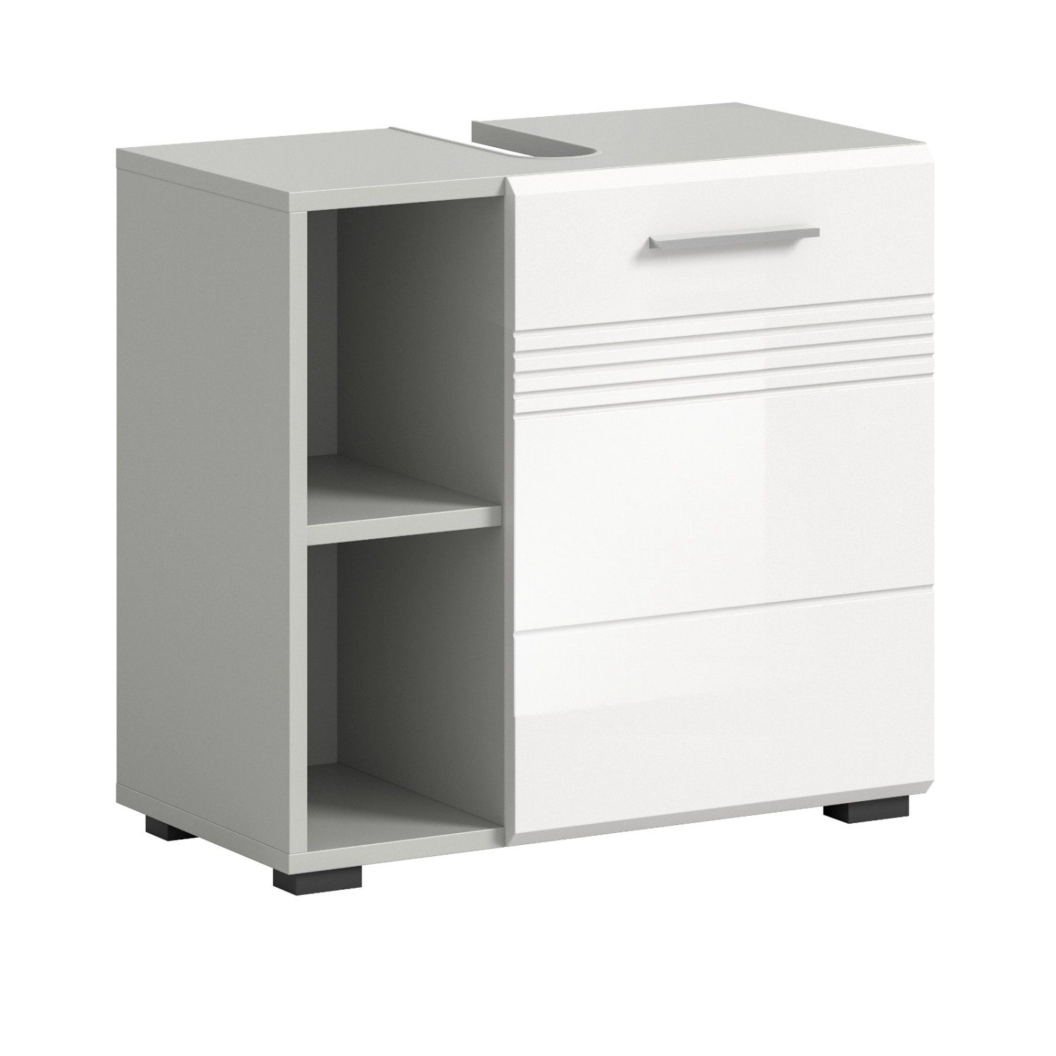 Inn.Furn Waschbeckenunterschrank Weiß Hochglanz Grau 60 cm Carlo günstig online kaufen