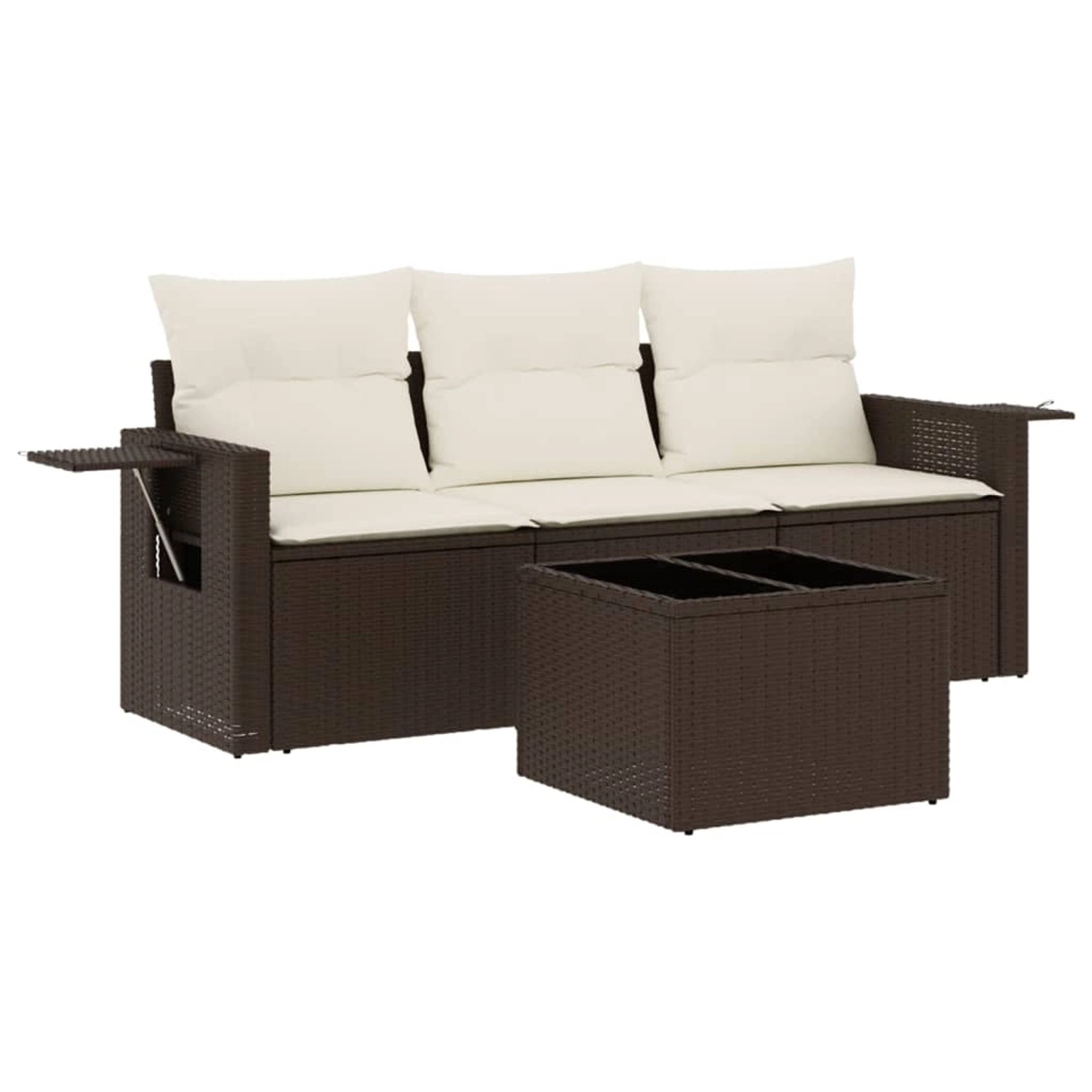 vidaXL 4-Tlg Garten-Sofagarnitur mit Kissen Braun Poly Rattan 3252210 günstig online kaufen