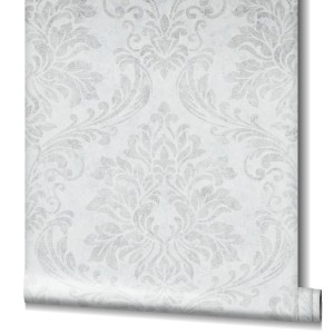 Graue Marburg Vliestapete GZSZ Ornament, Rolle 10,05x0,53m, florales Muster.