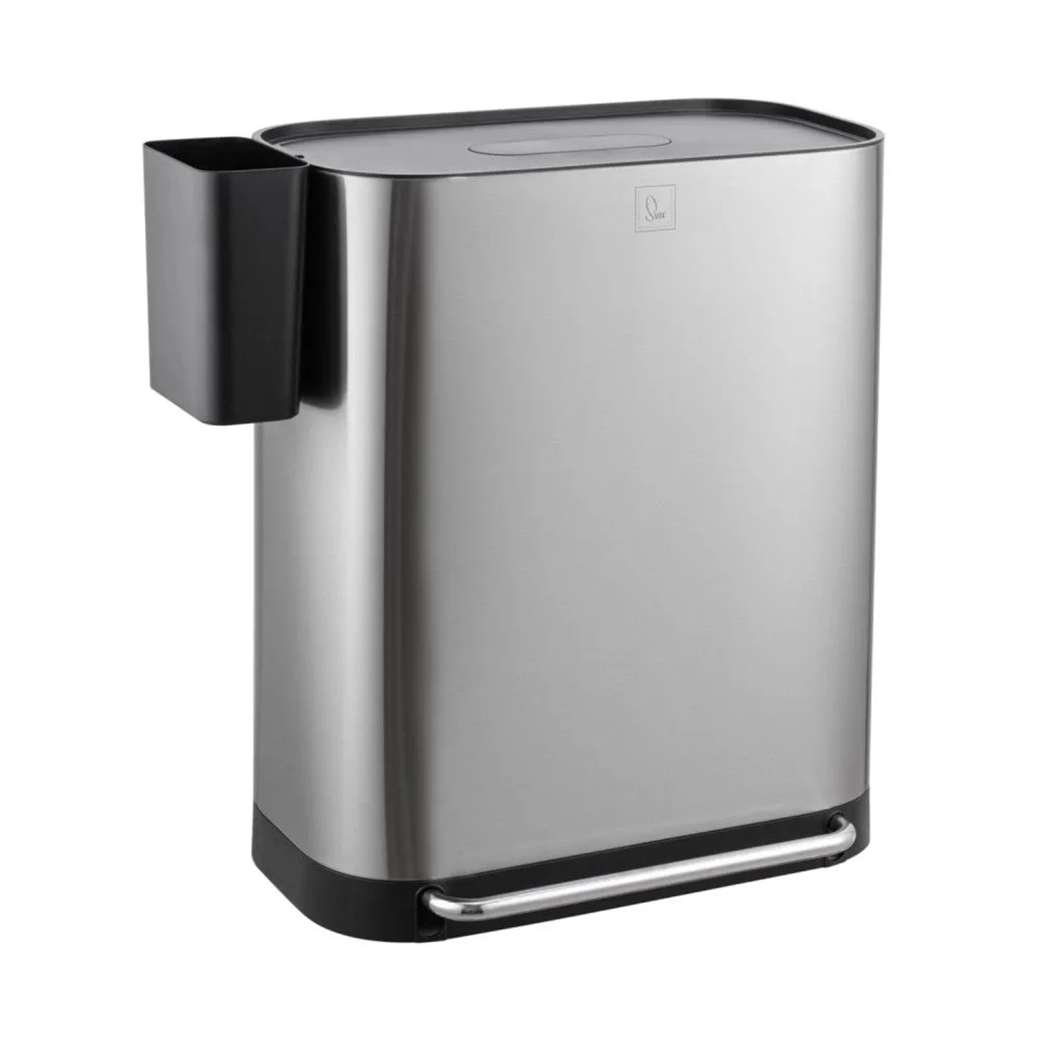 Svita MLT2X30 Mülleimer Treteimer 60l 2 Fächer Mit Deckel Silber